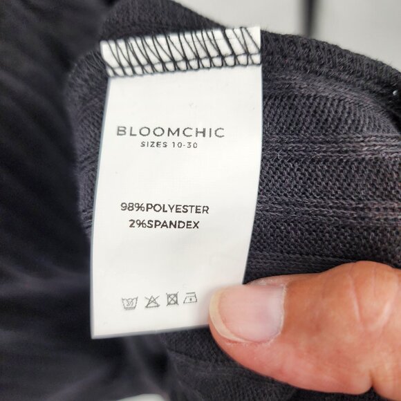 BLOOMMCHIC Black Ribbed Knit Fit & Flare Ruffled Midi Sweater Dress 14-16 NWT - Picture 13 of 13